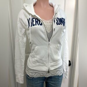 Vintage y2k NWT Abercrombie white double zip up hoodie sweatshirt
